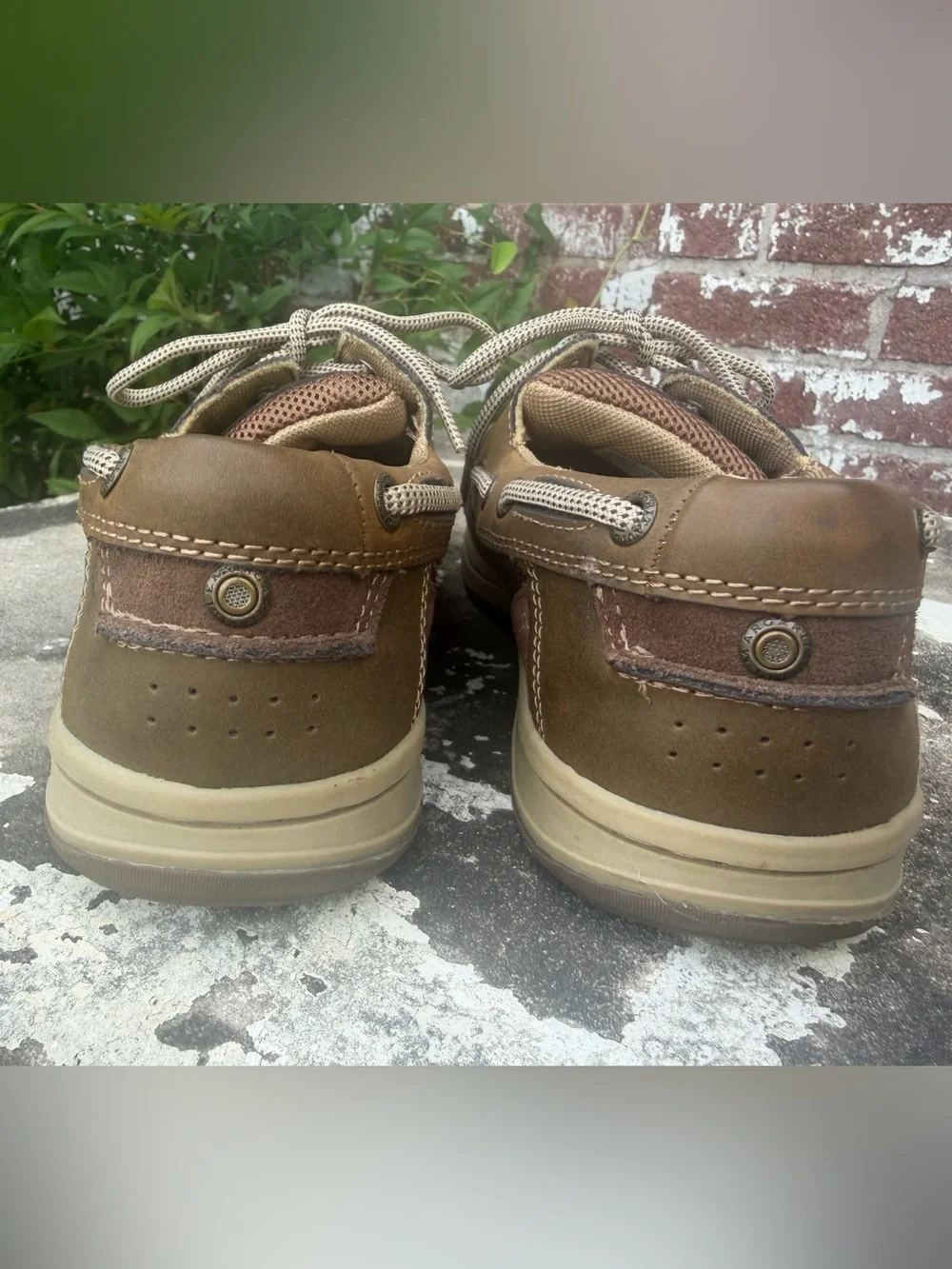 Margaritaville Anchor Lace Boat Shoe Leather Brown Mens Sz 9.5 US